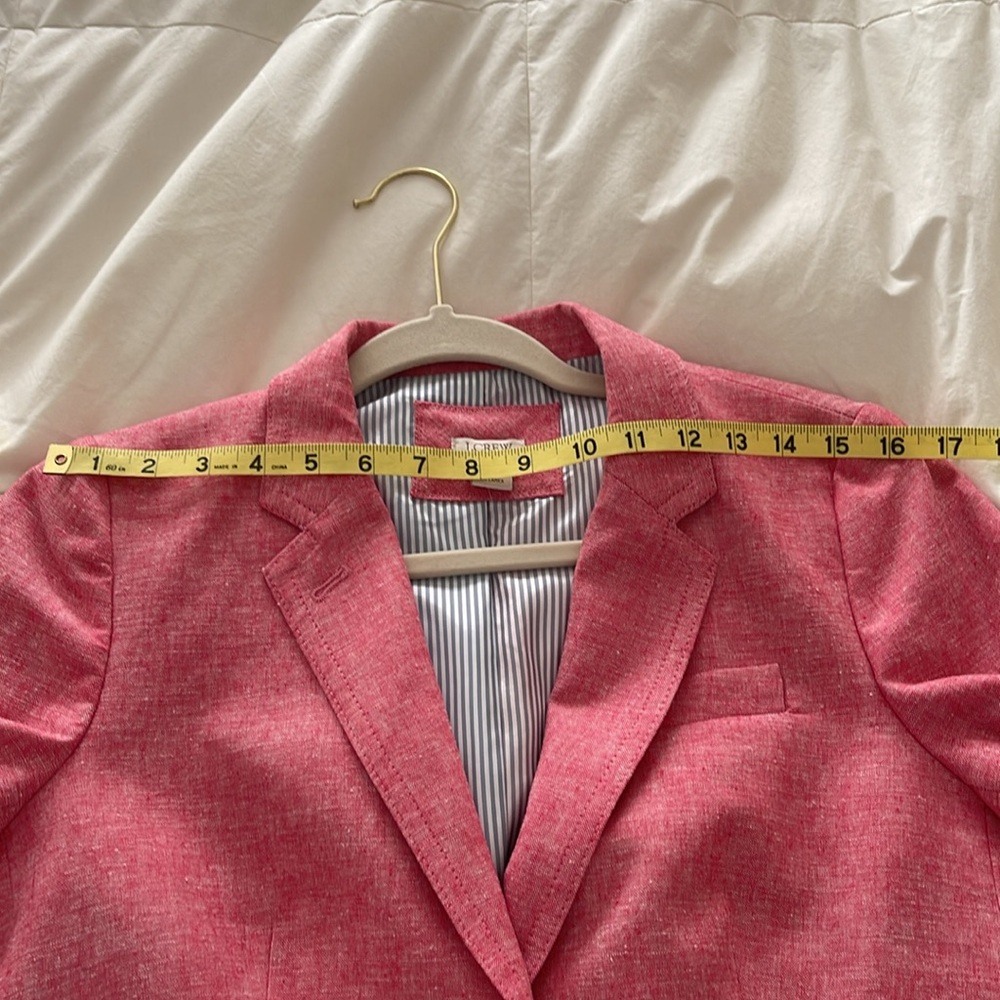 J.Crew Pink Linen Cotton Blazer Tailored Classic Fit Size 6 - Picture 14 of 16